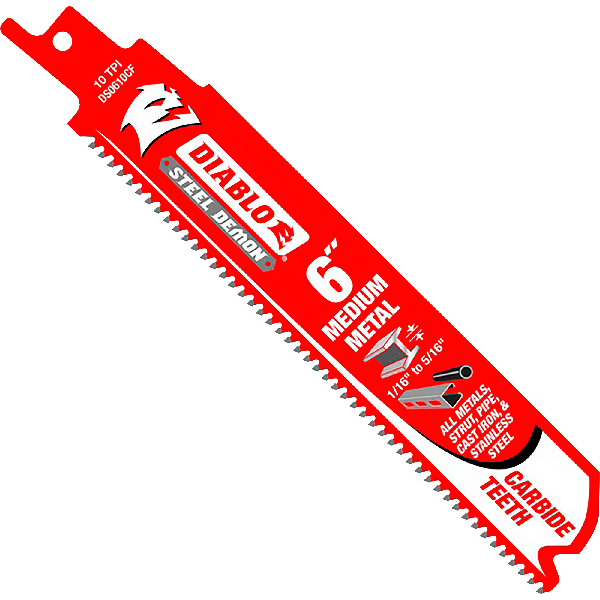 Diablo Steel Demon Carbide Metal Cutting Reciprocating Saw Blade Set, 3-Pc., 6in., 10 TPI, Model# DS0610CF3